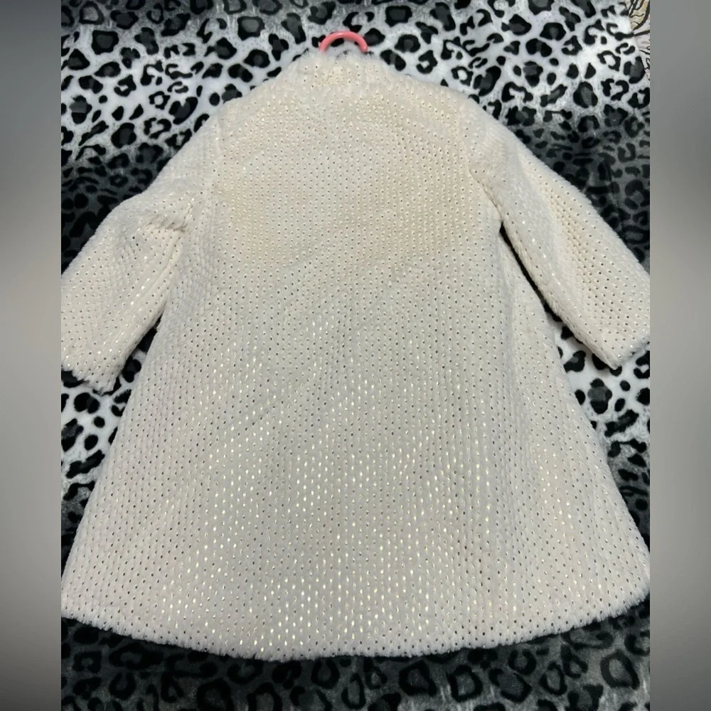 Blueberi Boulevard beige and Gold textured knit coat and dress